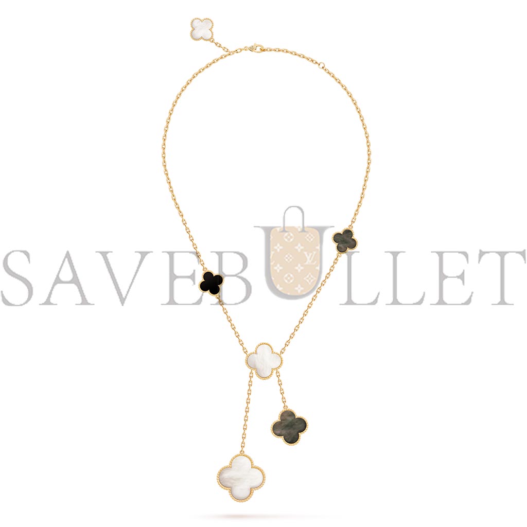 VAN CLEEF ARPELS MAGIC ALHAMBRA NECKLACE, 6 MOTIFS - YELLOW GOLD, MOTHER-OF-PEARL, ONYX  VCARD79200